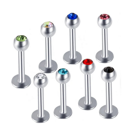 Stainless Steel Labret Piercing Crystal Ball Lip Earring Stud Cartilage Tragus Piercing Body Jewelry