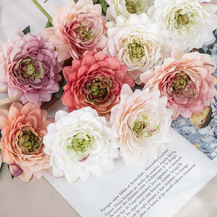 O-X805 Wholesale Single Stem Dahlia Silk Flower White Pink Dahlia Flower Artificial Home Wedding Decor Artificial Dahlias