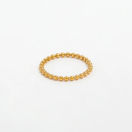 Fenny 18K Gold Plated Wholesale Geometric Versatile Dainty Beaded Pave Stainless Steel Finger Ring Trendy for Women
