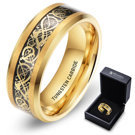 Yellow Tungsten Rings Jewelry for Women Men Tungsten Rings 24K Gold Plated Tungsten Carbide Ring Fashion Jewelry Rings