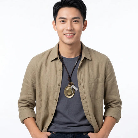 Wholesale Men Accessories Personality Jewelry Necklace Adjustable Size Cowboy Hat Sweater Chain Leather Necklace