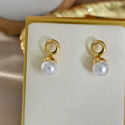 E2252 7-8mm DIY Natural Freshwater Pearl Charm Earrings Mounting Accessory 925 Sterling Silver Gold Plated Jewelry for Women