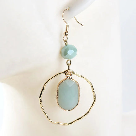 Fashion Delicate Gifts Trend Women Jewelry Facet Natural Stone Crystal Glass Alloy Hoop Earring