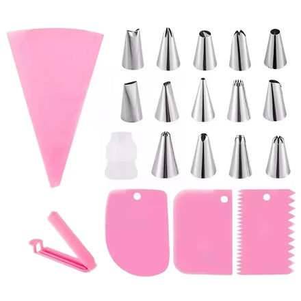 Stainless Steel Eco-Friendly Cake Decorating Nozzles & Accessories Over 20 Pieces Including Pastry Bag & Bakery Set