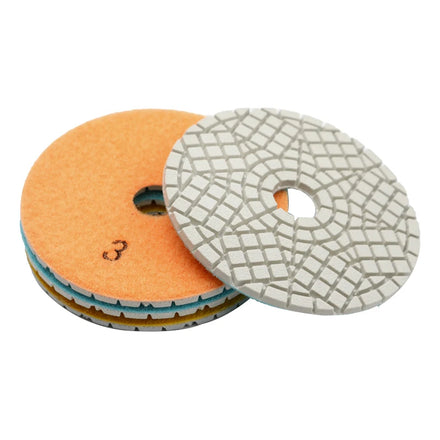 Premium TRUESHINE 4 Inch 3 Step Resin+Diamond Powder CE ISO Certified Dry Wet Polishing Pad for Stone Polishing OEM Available