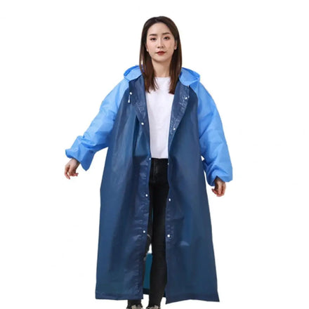 Plastic Splicing Color Nylon Lightweight Long Hooded Waterproof Universal Raincoat for Travel Hiking & Camping
