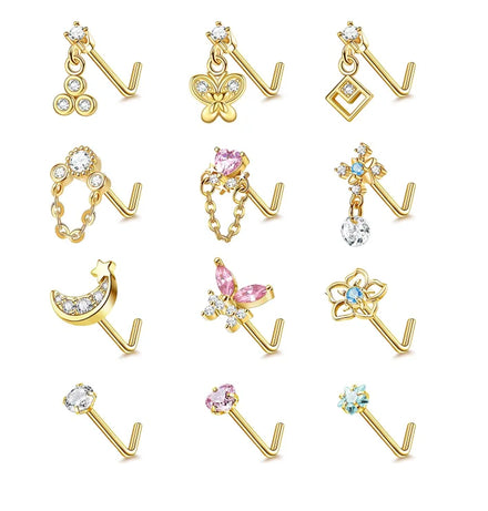 Gab butterfly Surgical Steel Nose Piercing Nose Ring Stainless Steel Nose Studs Hoop for Women Wholesale Body Piercing Jewelry
