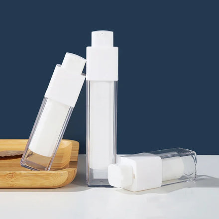 Square Frosted Matte Airless Lotion Pump Bottle 15ml 30ml 50ml Twist up Facial Care Cosmetic Packaging