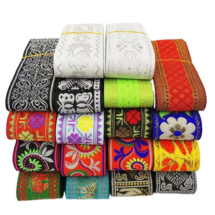 5cm Curtain Sewing Material Clothes Accessories Flower Pattern Jacquard Lace Ribbon Costume Textile Ethnic Edge Webbing Trims