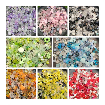 New Popular 250g/Lot Assorted Acrylic Beads Rose Flowers Heart Butterfly Bowknot Round Loose Spacer Bead for Jewelry Making DIY