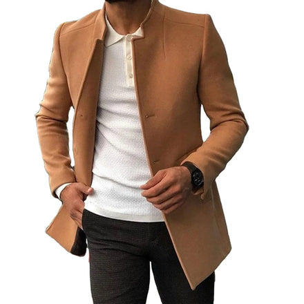 Fashion Woolen Trendy Overcoat Blue Khaki Black Men's Warm Coat Retro Style Male Top Jacket Clothing One Pieces