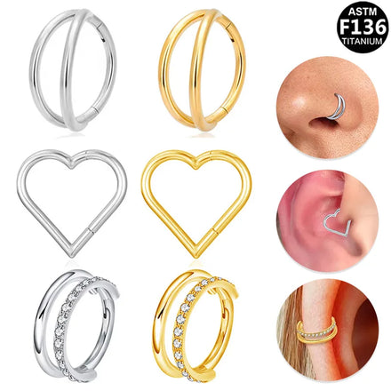 Gaby ASTM F136 Titanium Nose Piercing Cz Septum Clicker butterfly Nose Rings Hoop Titaniuo for Women Piercing Face Body Jewelry