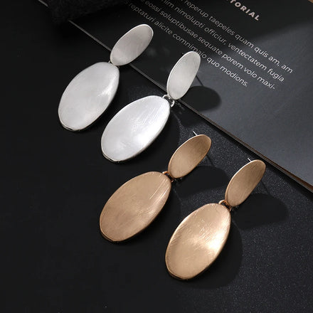 TongLing European Handmade Brushed Earrings Geometric Oval Drop Fashion Earrings for Women Girl Gift