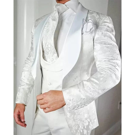 Hot Selling Groomsmen Shawl Lapel Groom Tuxedos One Button Men Suits Wedding/Prom/Dinner Best Man Blazer ( Jacket+Pants+Vest)