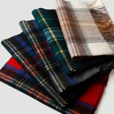 Mongolia Plaid Cashmere and Wool Scarf Classic Custom Pattern Winter Mens Wool Checked Scarf