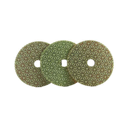 Fullux FC068 100mm/4inch Hexagon Gray Wet Diamond 3-Step Polishing Pads High Polishing Glossy Finish for Marble Granite Angle