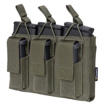 IDOGEAR 500D Nylon Triple Mag Pouch Magazine Holder Molle Tactical Magazine Pouch for 5.56mm 9mm Mags