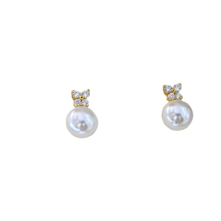 E2254 8-9mm DIY Natural Freshwater Pearl Charm Earrings Mounting Accessory 925 Sterling Silver Gold Plated Jewelry for Women