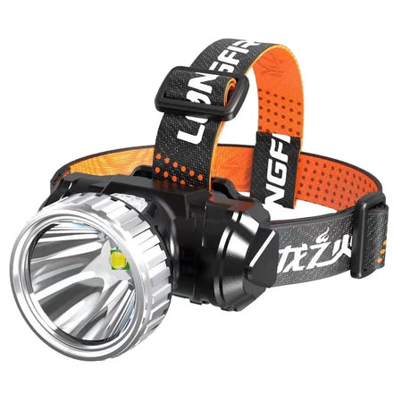 Super Bright LED Camping Outdoor Waterproof IP65 Rated Aluminum Headlamp with Built-in 18650 Lithium Battery USB Charging
