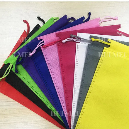 Custom Dust Bags Customized Shopping Drawstring Wrapping Bag Printing Black with logo Print Eco Non Woven Drawstring Bag