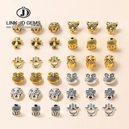 JD Wholesale 3D Cross Animal Zinc Alloy Accessories Silver Gold Plated Spacer Charms for Jewelry Making Accessory