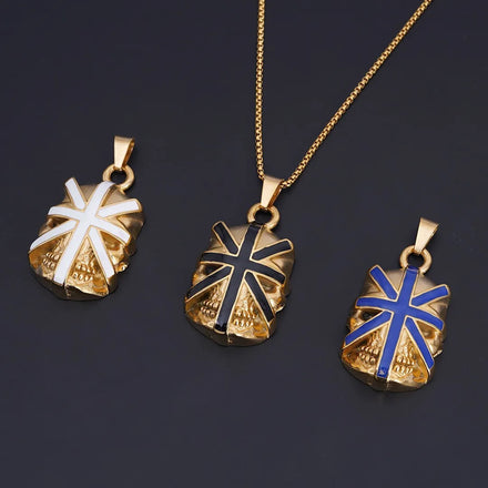 National Flag Design Skull Head Union Jack Shape Pendants Necklaces for Men