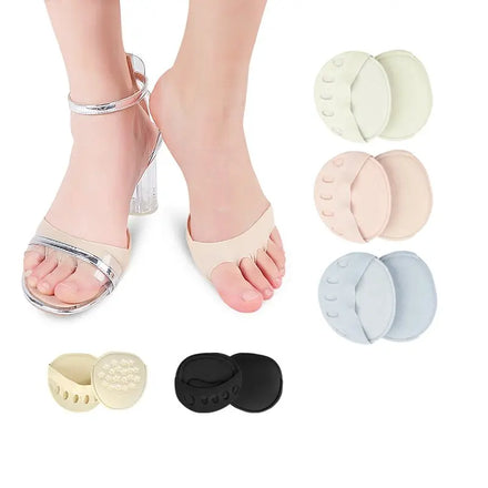 Women's Comfort 5-Toe Socks Ball-of-Foot Cushions Invisible Half Forefoot Anti-Slip Soft Sponge Metatarsal Pads Sports Insoles