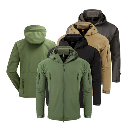 Custom logo Printing Tactical Hoody Winter Outdoor Jacket Men's Softshell Jacket With Fleece Hiking Hunting Waterproof Jacket