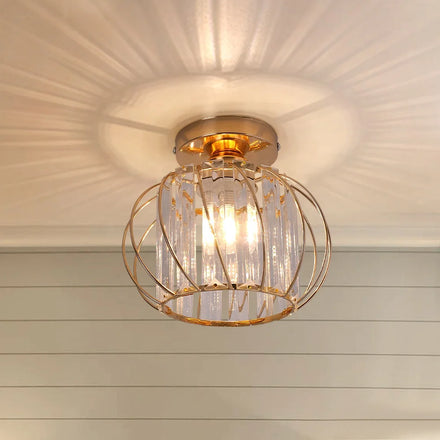 240V 110V Pumpkin-Like Stair Bed Room Kitchen Ceiling Light With Glass Strip 19cm Width E27 E26 Socket Max 40W