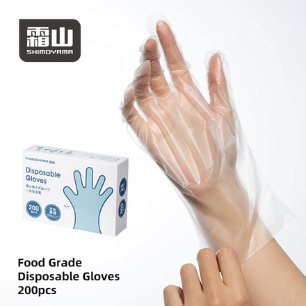 SHIMOYAMA 200PCS Packed Food Grade Disposable Thin 0-25g PO Gloves for Home Kitchen Use