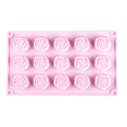 15 Cavity Rose Silicone Mold for Chocolate Flower Cake & Soap BPA Free Eco-Friendly Odorless Cake Tools