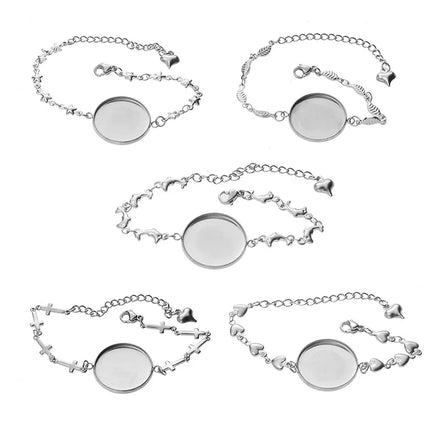 5PC/Bag DIY Handmade Bracelet Accessories Wholesale Stainless Steel 20mm Sublimation Bracelet Blank Bezel Set Bracelet