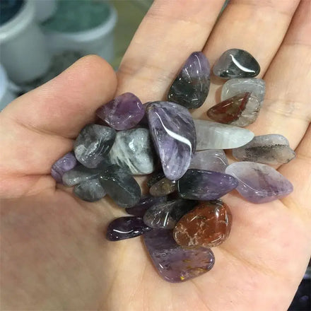 Wholesale Amethyst Rutilated Tumbled Stone Natural Crystal Polished Purple Titanium Gravel