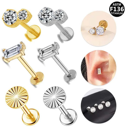 Gaby ASTM F136 Titanium Threadless Labret Push in Lip Rings Helix Piercing Fine Jewelry Wholesale Piercing Jewelry