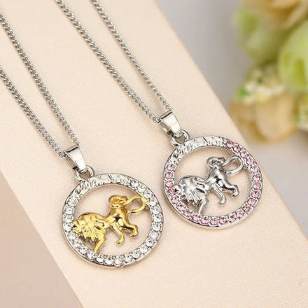 2023 Hot Sale Vintage Colorful Crystal Necklace Fashion Lion Pendant Necklace for Women and Girls