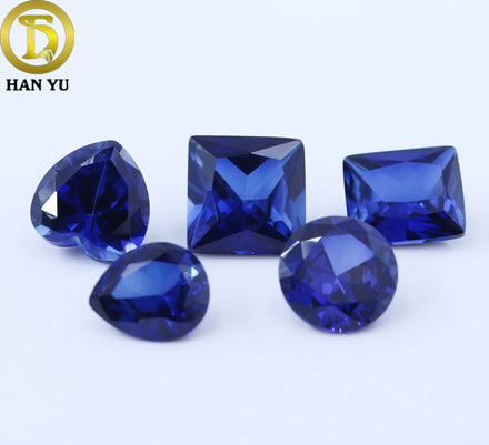Wholesale Price Multiple Shapes 34# Blue Sapphire Synthetic Corundum AAA Quality Jewelry Making Third Party Certified