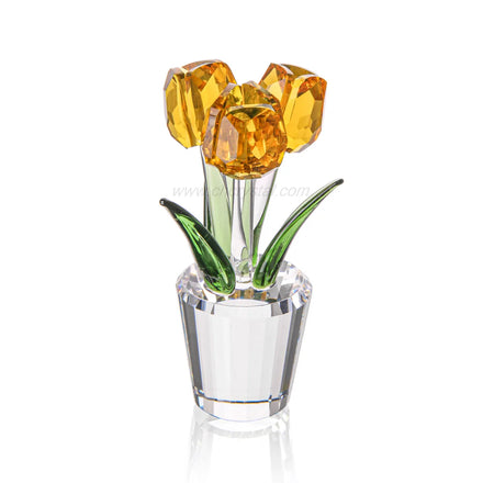 Hot Selling Crystal Yellow Small Glass Ornaments for Home Decoration Christmas/Thanksgiving Souvenir Valentine Gift Sets for