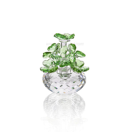 Top K9 Crystal Glass Cutting Green Lucky Flower Plaque for Valentine's Day & Thanksgiving Home Decor