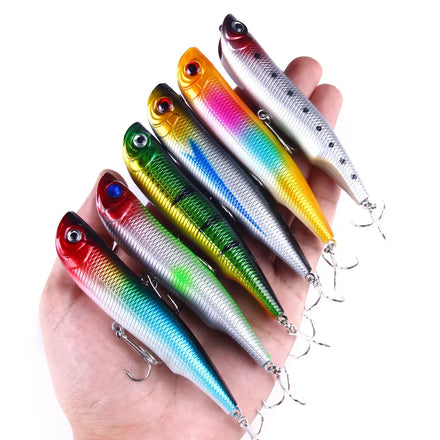 10.5cm/15.7g Artificial Hard Popper Fishing Lure Topwater ABS Plastic Bait With Treble Hook 3D Eyes Swimbait