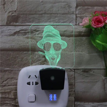 LED Hot Selling Top Ten Items Plug in Wall Lamp With 7 Colors Square Blank Acrylic Sensor Plug in Lamp