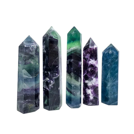 Wholesale Natural Snowflake fluorite Points Hand Made Feather Fluorite Tower heading crystal points for decoration and sale