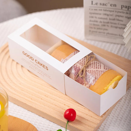 Baking Cake Box Cake Swiss Roll Transparent Rectangular Packing Drawer Boxes for Bread Food Paper Box