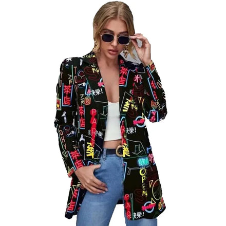 Fashion Trend Women Lapel Leopard Print Long Sleeves Suit Jacket Elegant Fall Winter Office Lady Cardigan Slim Blazer