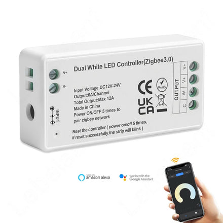 6A/CH Zigbee 3.0 WiFi 2.4GHz LED Controller CCT Strip Tuya APP Dual Mode Gateway Smart Things DC12V-24V 288W Max Load