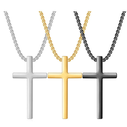 Wholesale Smooth Surface Necklace Engraved Laser Necklace Cross Stainless Steel Necklace