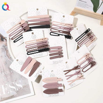 QIYUE Coffee Color Hair Slide Clip Hairgrip Set Woman Girl Hair Accessories