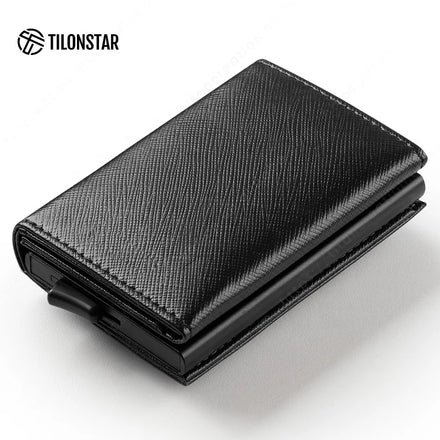 Custom Laser Logo Business Gifts Pop up Card Holder Wallet Aluminum Metal RFID Blocking Popup Mens Card Case