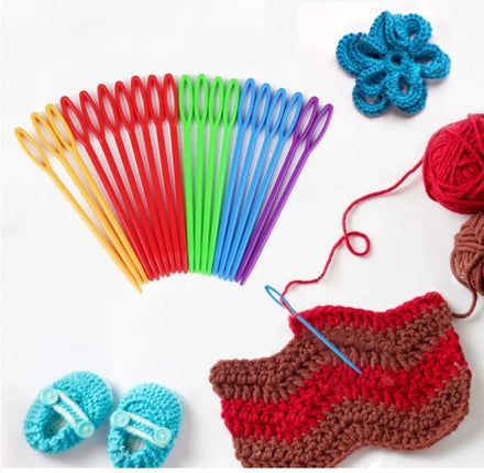 Colorful Safety DIY Big Eye Darning ABS Tapestry Woolen Hand Knitting Plastic Sewing Yarn Needle