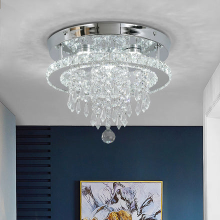 UK Warehouse Dropping Apartment Bedroom Led Chandelier Ceiling Lights Changeable 3 Stainless Steel Chrome 6000K Modern Lamp