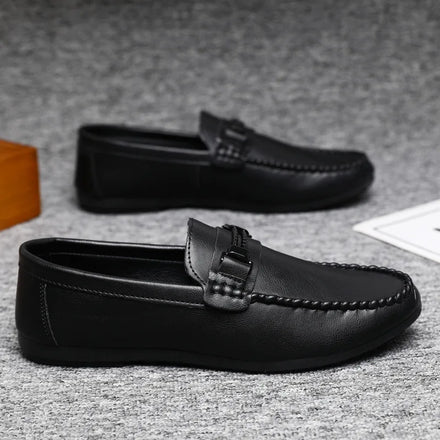 New Style Men's Customized British Loafers Slip-on PU Leather Shoes Driving Shoes Soft Flat Casual Walking Shoes for Men